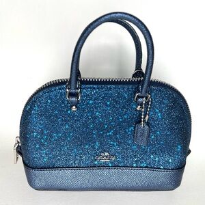 COACH Micro Mini Sierra F22891 2-Way Bag with Blue Glitter, Excellent Condition